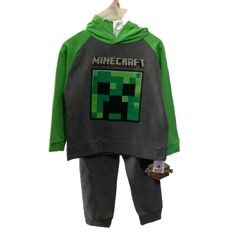 NWT‎ Minecraft Boys Creeper French Terry Jogger Suit Sweatsuit Hoodie & Pants
